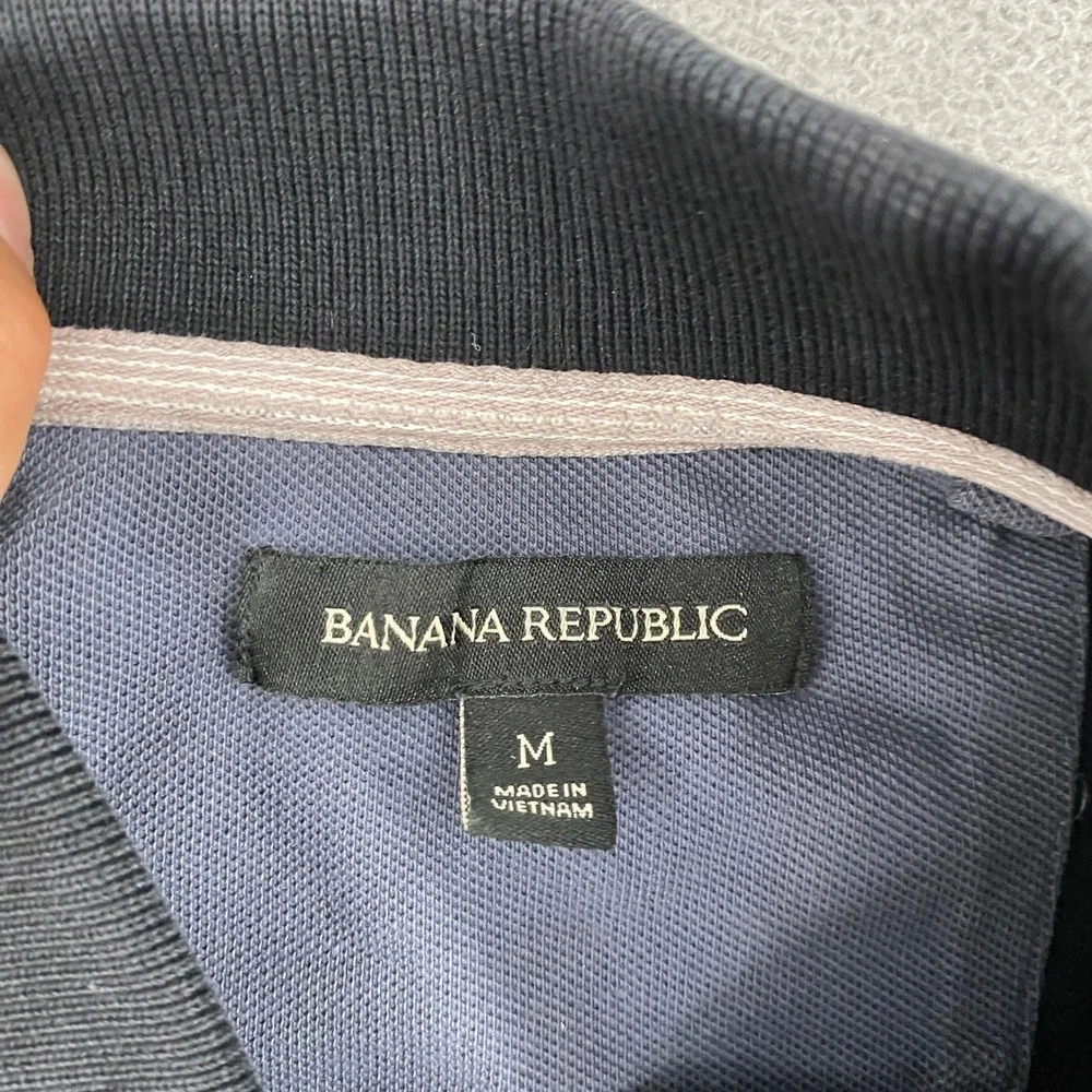 Banana Republic Mens Black Cotton Lycra Elephant Logo Polo Shirt Medium 6515